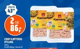Coop Obs COOP KJØTTDEIG KYLLING, NOK 86 tilbud
