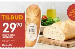 Coop Mega COOP GRESK LANDBRØD SPAR 40%, NOK 29.9 tilbud