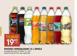 Coop Mega RINGNES MINERALVANN 1,5 L SINGLE, NOK 19.9 tilbud