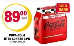 Coop Extra COCA-COLA UTEN SUKKER 6 PK, NOK 89 tilbud