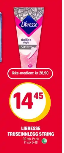 Coop Extra LIBRESSE TRUSEINNLEGG STRING, NOK 28.9, Medlemspris tilbud