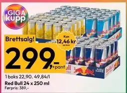Gigaboks Red Bull 24 x 250 ml, NOK 299 tilbud