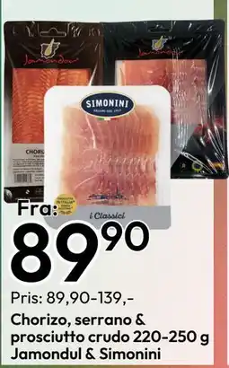 Gigaboks Chorizo, serrano & prosciutto crudo 220-250 g Jamondul & Simonini, NOK 89 tilbud