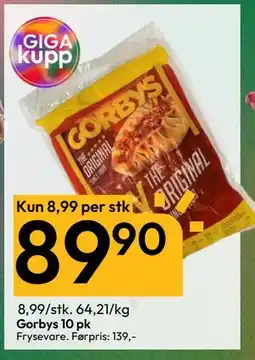 Gigaboks Gorbys 10 pk, NOK 89.9 tilbud