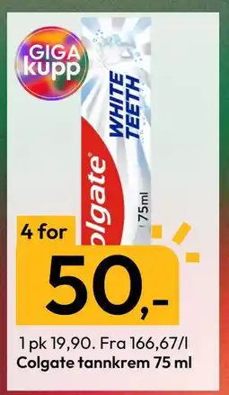 Gigaboks Colgate tannkrem 75 ml, NOK 50 tilbud