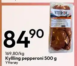Gigaboks Kyllling pepperoni 500 g. Ytterøy, NOK 84.9 tilbud