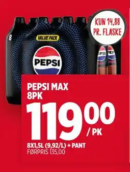 Meny PEPSI MAX 8PK., NOK 119 tilbud