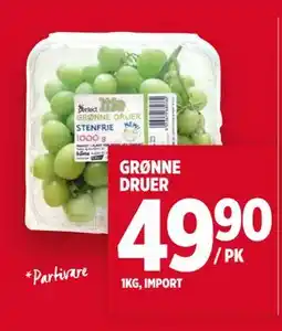 Meny GRØNNE DRUER, NOK 49.9 tilbud