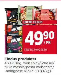 Meny Findus produkter, NOK 49.9 tilbud