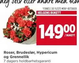 Meny Roser, Brudeslør, Hypericum og Grennellik, NOK 149 tilbud