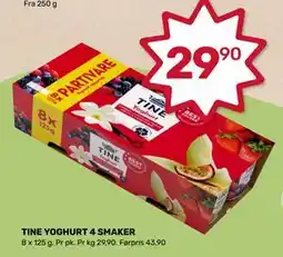Matkroken TINE YOGHURT 4 SMAKER, NOK 29.9 tilbud