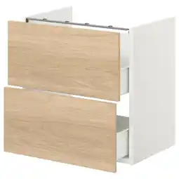 IKEA Enhet Benkeskap til servant, 2 skuffer, hvit/eikemønstret, 60x42x60 cm tilbud