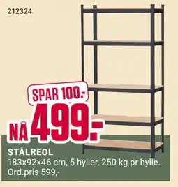 Europris STÅLREOL, NOK 499 tilbud