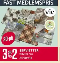 Europris SERVIETTER, NOK 24.9 tilbud
