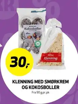 Bunnpris Klenning med smørkrem og kokosboller, NOK 30 tilbud