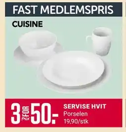 Europris SERVISE HVIT, Medlemspris tilbud