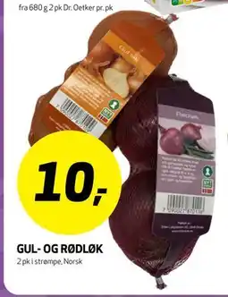 Bunnpris GUL- OG RØDLØK, NOK 10 tilbud