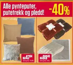 Europris Alle pynteputer, putetrekk og pledd! tilbud
