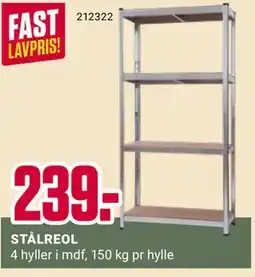 Europris STÅLREOL, NOK 239 tilbud