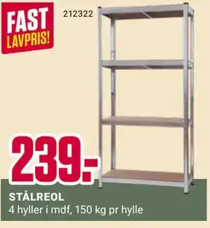 Europris STÅLREOL, NOK 239 tilbud