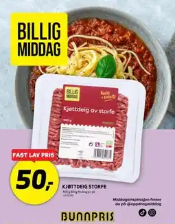Bunnpris KJØTTDEIG STORFE, NOK 50 tilbud