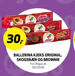 Bunnpris BALLERINA KJEKS ORIGINAL, SKOGSBÆR OG BROWNIE, NOK 30 tilbud