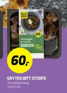 Bunnpris GRYTEKJØTT STORFE, NOK 60 tilbud