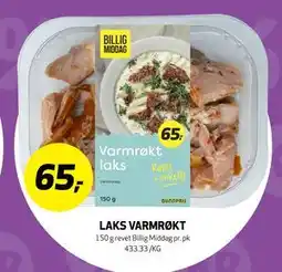 Bunnpris LAKS VARMRØKT, NOK 65 tilbud