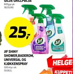 Bunnpris JIF SHINY SHOWER, BADEROM, UNIVERSAL OG KJØKKENSPRAY, NOK 25 tilbud