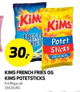 Bunnpris KIMS FRENCH FRIES OG KIMS POTETSTICKS, NOK 30 tilbud