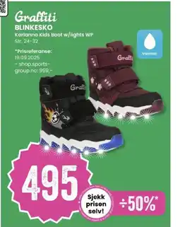 Sport Outlet Graffiti BLINKESKO Karlanna Kids Boot w/lights WP tilbud