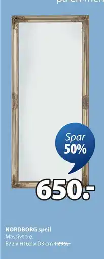 JYSK NORDBORG speil, NOK 650 tilbud