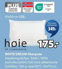 JYSK WHITE DREAM fiberpute, NOK 175 tilbud