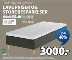 JYSK FJELNA F svart-06 rammemadrass + KOLA overmadrass tilbud