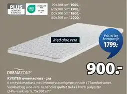 JYSK KVISTEN overmadrass - grå tilbud