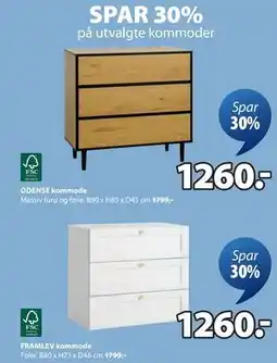JYSK SPAR 30% på utvalgte kommoder tilbud