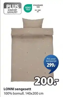 JYSK LONNI sengesett, NOK 200 tilbud