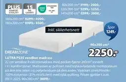 JYSK LUTRA PS35 vendbar madrass., NOK 2250 tilbud