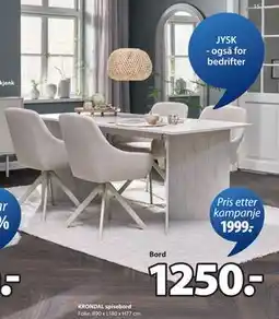JYSK KRONDAL spisebord, NOK 1250 tilbud