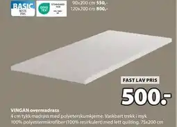 JYSK VINGAN overmadrass tilbud