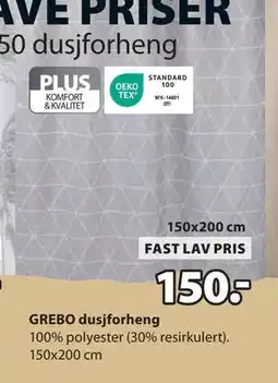 JYSK GREBO dusjforheng, NOK 150 tilbud