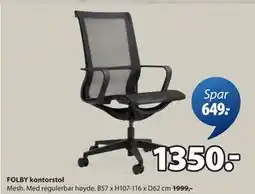 JYSK FOLBY kontorstol, NOK 1350 tilbud