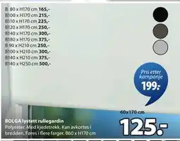JYSK BOLGA lystett rullegardin tilbud