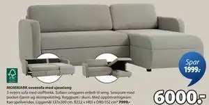 JYSK MOMMARK sovesofa med sjeselong, NOK 6000 tilbud
