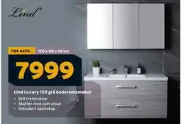 Megaflis Lind Luxury 120 grå baderomsmøbel, NOK 7999 tilbud