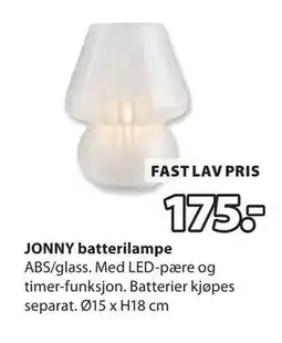 JYSK JONNY batterilampe, NOK 175 tilbud