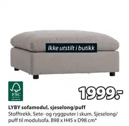 JYSK LYBY sofamodul, sjeselong/puff, NOK 1999 tilbud