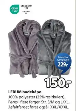 JYSK LERUM badekåpe, NOK 150 tilbud