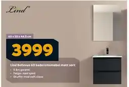 Megaflis Lind Bellevue 60 baderomsmøbel matt sort, NOK 3999 tilbud