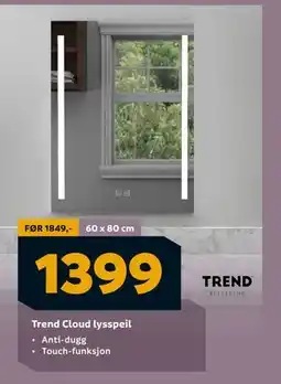 Megaflis Trend Cloud lysspeil, NOK 1399 tilbud